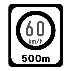 Speed limit change ahead