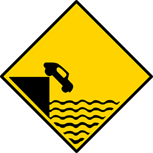 Unprotected quay, canal or river