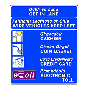 Toll plaza information sign