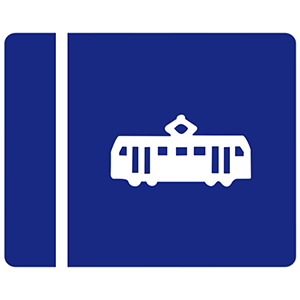 Tram lane on right