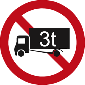 No entry for large vehicles (by reference to weight)