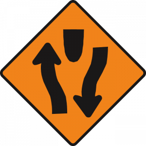 Start of central reserve or obstruction